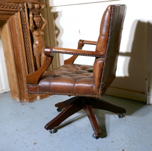 fig 4. Chesterfield Leather Library or Office Desk Chair