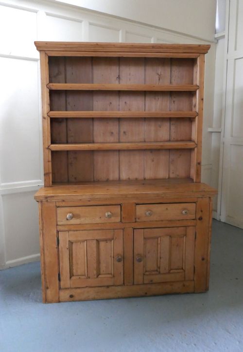 fig 4. A One Piece Victorian Rustic Farmhouse Kitchen Pine Dresser