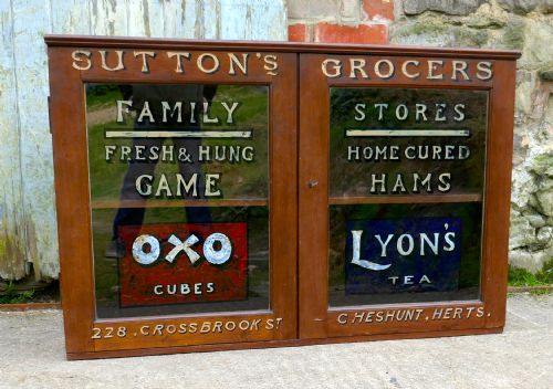 Victorian Sign Painted Grocers Cupboard, Farm Shop Country Store