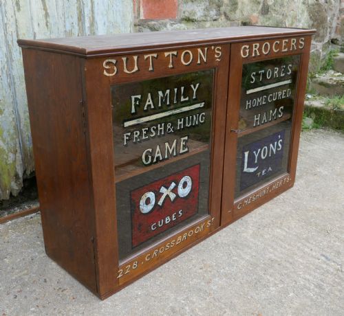 fig 2. Victorian Sign painted grocers cupboard, farm shop country store