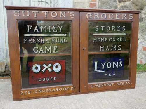 fig 3. Victorian Sign painted grocers cupboard, farm shop country store