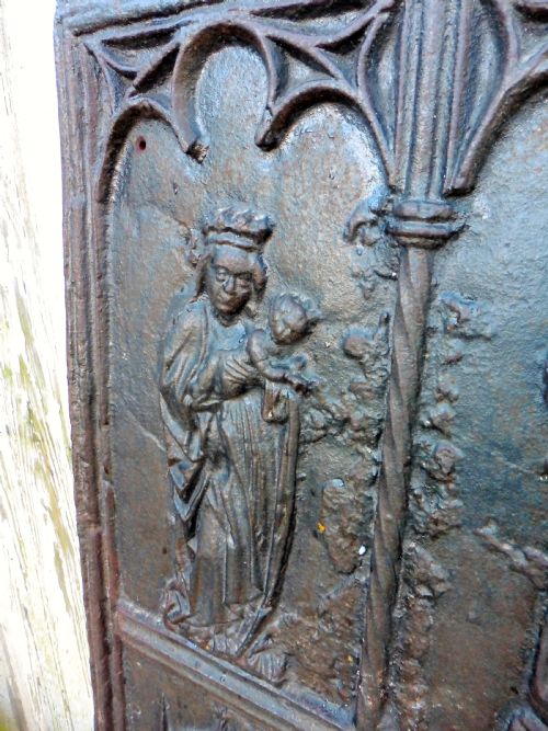 fig 1. Huge Medieval French Iron Ecclesiastical Inglenook Fire Back