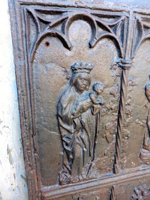 fig 2. Huge Medieval French Iron Ecclesiastical Inglenook Fire Back