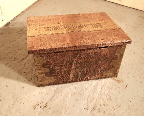 fig 3. An Arts and Crafts Hand Beaten Copper and Brass Fireside Slipper Box