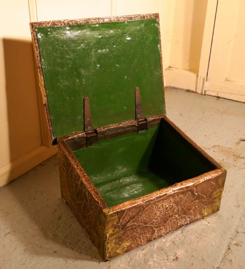 fig 4. An Arts and Crafts Hand Beaten Copper and Brass Fireside Slipper Box
