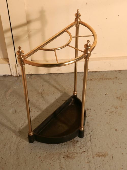 fig 1. Victorian Half Round Brass and Iron Stick Stand or Umbrella Stand