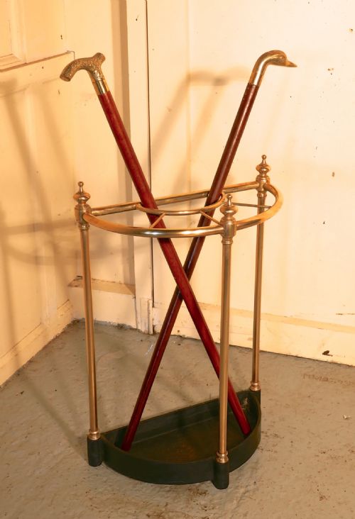 fig 2. Victorian Half Round Brass and Iron Stick Stand or Umbrella Stand