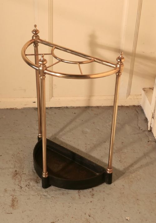 fig 3. Victorian Half Round Brass and Iron Stick Stand or Umbrella Stand