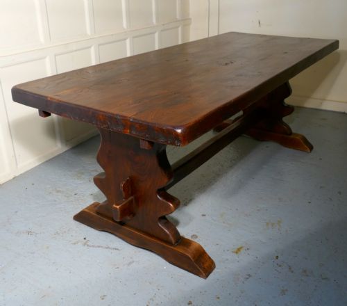 A Large French Elm Refectory Extending Table