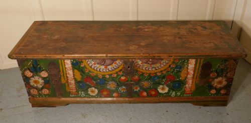 European Folk Art Painted Pine Chest