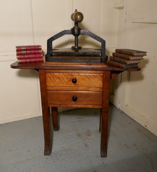 fig 3. A 19th Century, Cast Iron Flower or Book Press, on Original Mahogany Table
