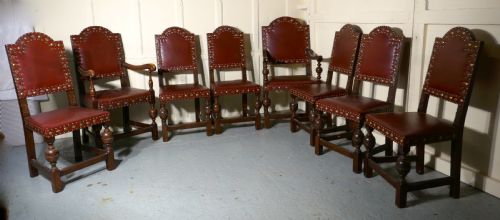 fig 1. Set of 8 Gothic Oak Dining Chairs by Gillow