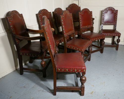 fig 4. Set of 8 Gothic Oak Dining Chairs by Gillow