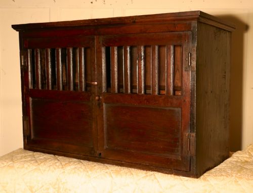 fig 1. 17th Century Antique Oak Food Cupboard, Bread Hutch