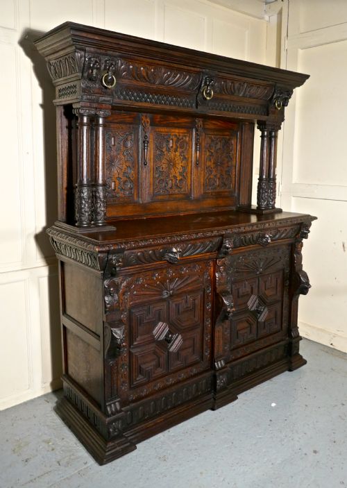 fig 1. 18th Century Carved Oak Buffet Sideboard Dresser