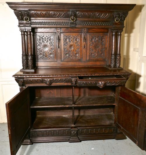 fig 2. 18th Century Carved Oak Buffet Sideboard Dresser