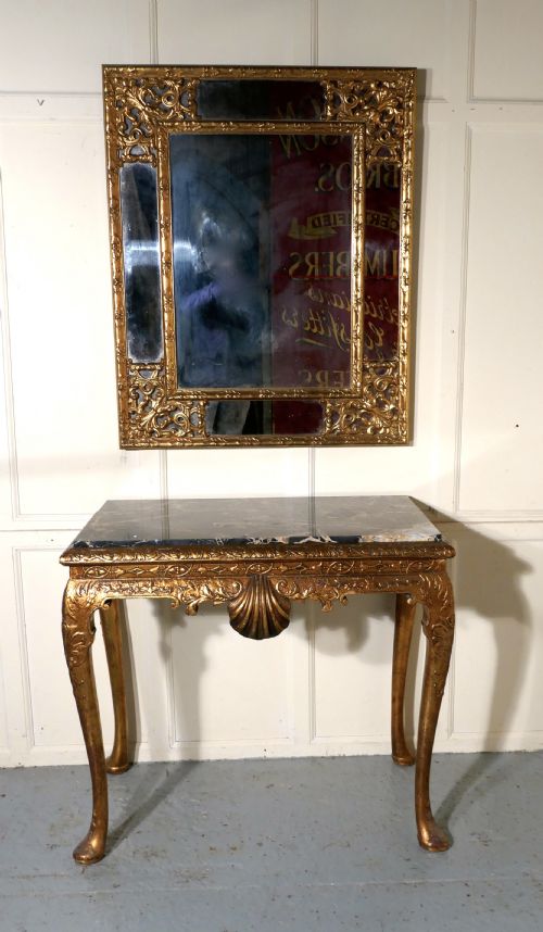 fig 3. Old French Marble Top Gilt Console or Hall Table