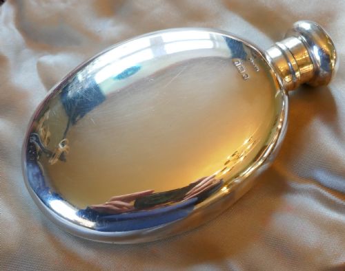 Oval Silver Hip Flask 1904