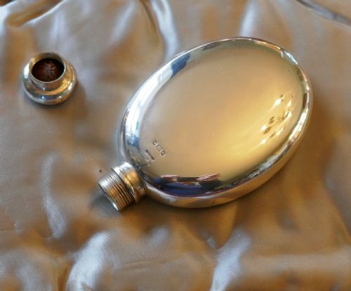 fig 1. Oval Silver Hip Flask 1904