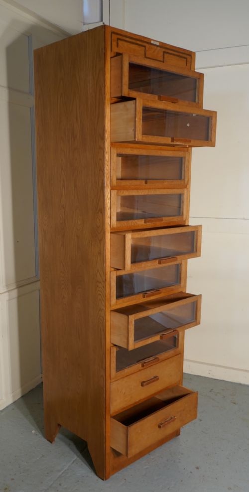 fig 1. Vintage Art Deco Tall Haberdashery Cabinet, Shop Fitting
