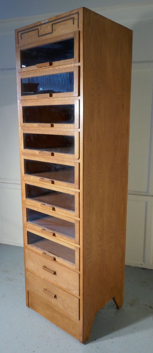 fig 2. Vintage Art Deco Tall Haberdashery Cabinet, Shop Fitting
