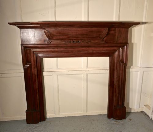 Large Art Deco Mahogany Fireplace