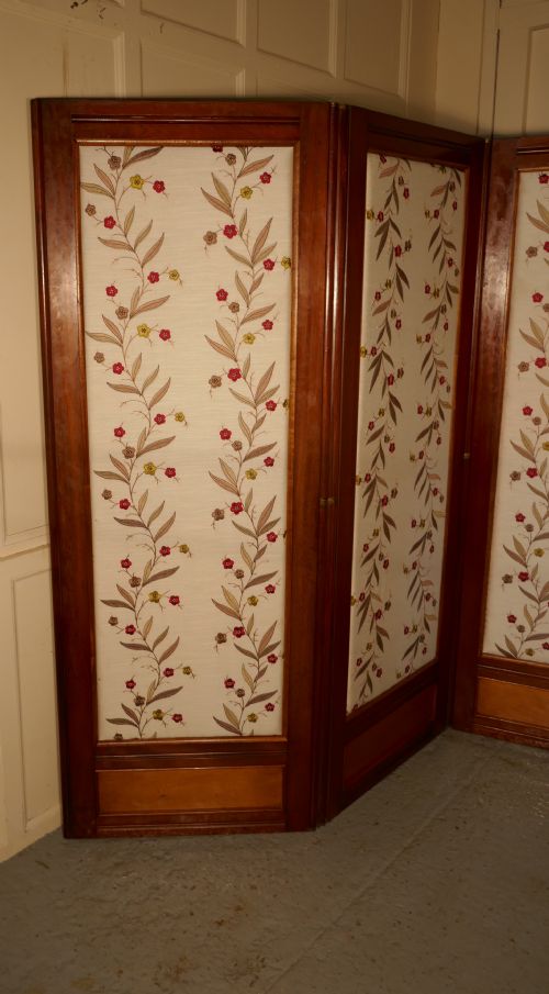 fig 1. Victorian 3 Fold Mahogany Dressing Screen with Upholstered Panels