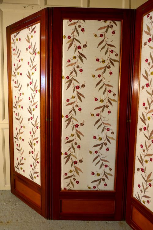 fig 2. Victorian 3 Fold Mahogany Dressing Screen with Upholstered Panels