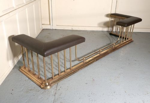 A Very Large Extending Brass and Leather Club Fender