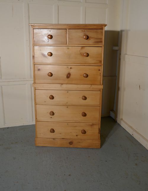 fig 3. Victorian 7 Pine Drawer Chest on Chest