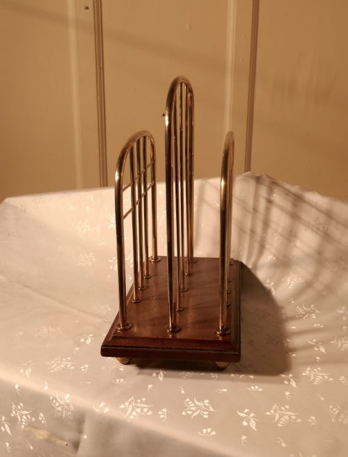fig 1. Elegant Victorian Brass and Oak Magazine Rack