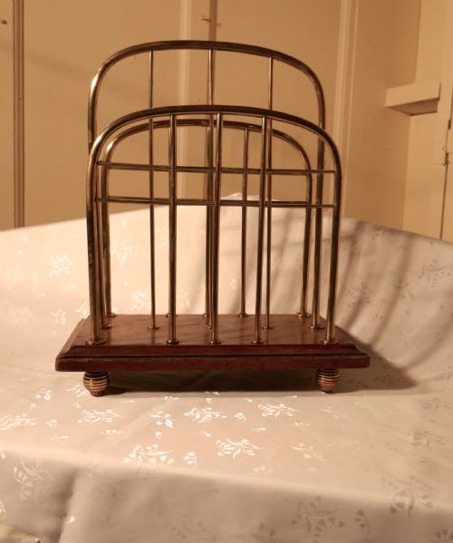 fig 2. Elegant Victorian Brass and Oak Magazine Rack