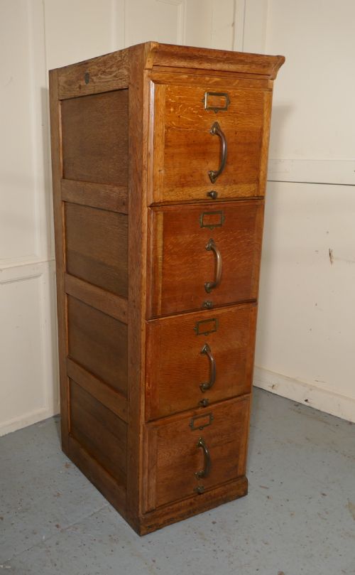 fig 1. A Large Art Deco 4 Drawer Oak Filing Cabinet