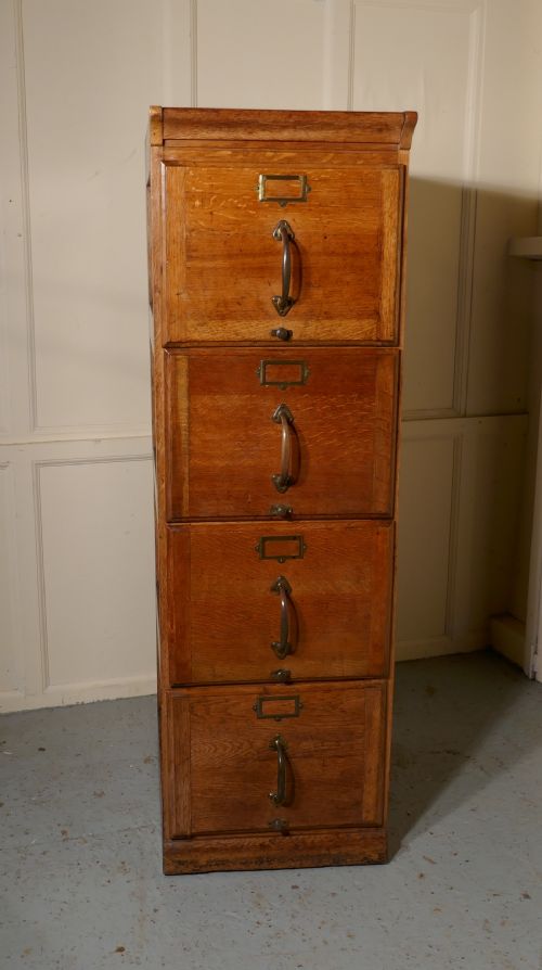 fig 2. A Large Art Deco 4 Drawer Oak Filing Cabinet