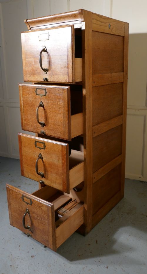 fig 4. A Large Art Deco 4 Drawer Oak Filing Cabinet