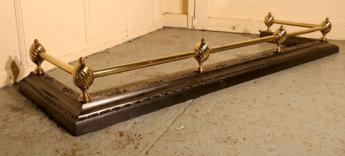 Large Victorian Brass and Polished Steel Fender