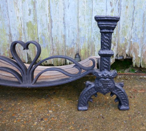 fig 1. 19th Century Celtic Design Iron Andirons with Fire Grate 