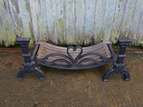 fig 3. 19th Century Celtic Design Iron Andirons with Fire Grate 