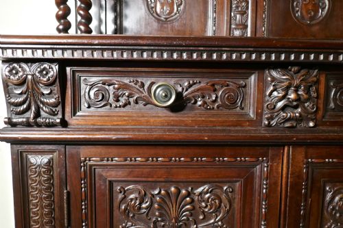 fig 1. Green Man Gothic Carved Dresser by Edwards and Roberts