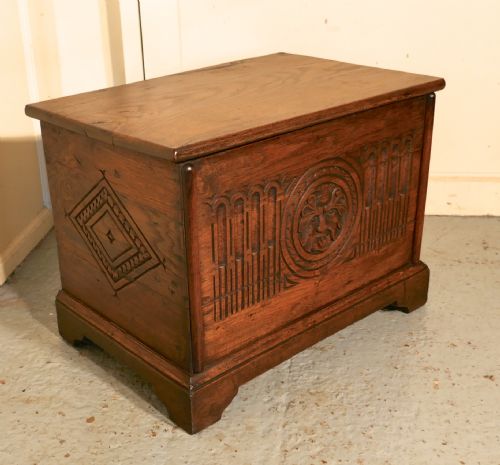 Large Victorian Gothic Carved Oak Green Man Coal or Log Box