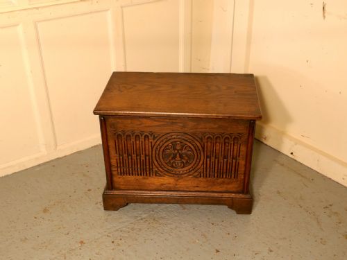 fig 2. Large Victorian Gothic Carved Oak Green Man Coal or Log Box