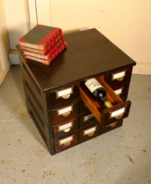 fig 1. 12 Drawer Oak Card Index Filing Cabinet,