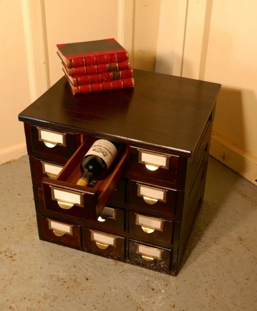 fig 2. 12 Drawer Oak Card Index Filing Cabinet,