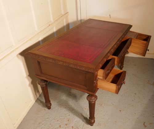 fig 1. Green Man Carved Gothic Oak Writing Table