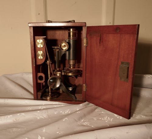 A Victorian Monocular Microscope in a Mahogany Case
