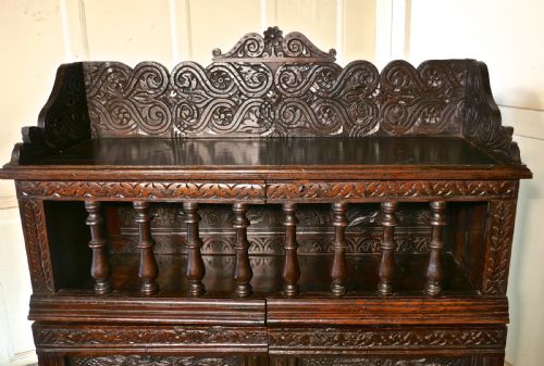 fig 5. 17th Century Antique Housekeepers Oak Food Cupboard, Bread Hutch