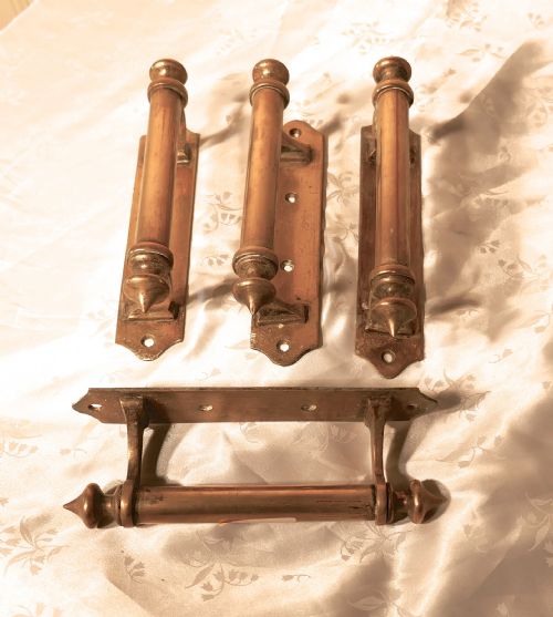 2 Pairs of Fine Arts and Crafts Brass Door Handles
