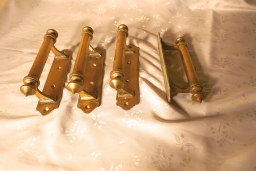 fig 4. 2 Pairs of Fine Arts and Crafts Brass Door Handles