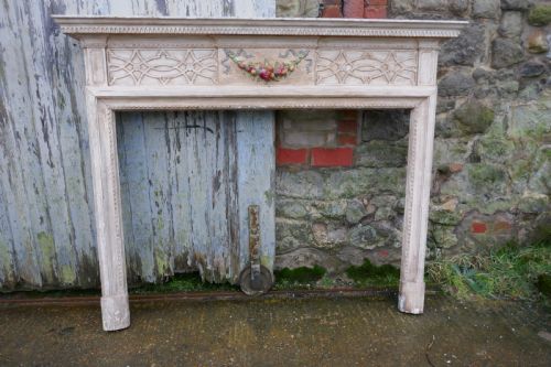A Large Victorian Adams Style Painted Pine Fireplace.