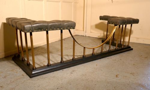 fig 1. Large Brass and Iron Club Fender, with Leather Seats